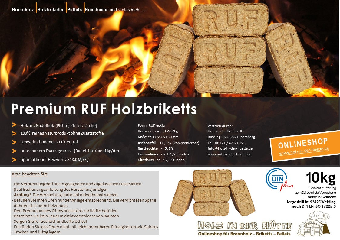 RUF Holzbriketts ÖBRI DINplus (960 kg; Oberpfalz)