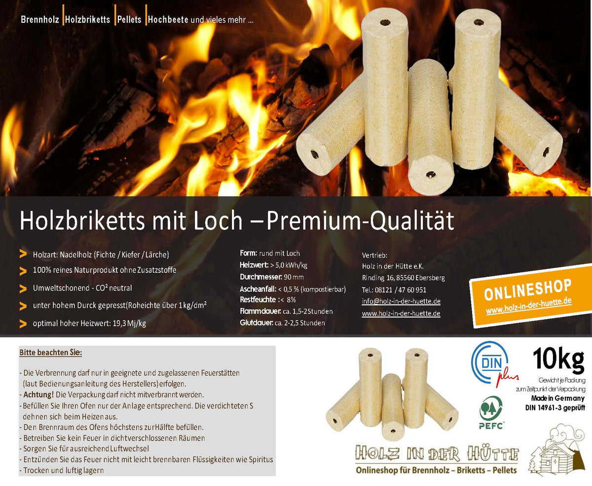 Premium Rundholzbriketts 960 kg – Ø 90 mm Fichte/Kiefer Bayern